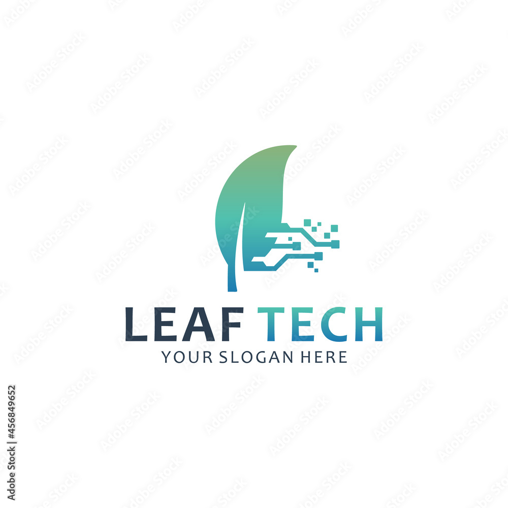 Fototapeta premium leaf tech logo template