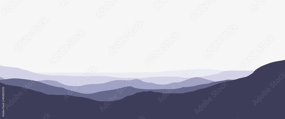 Mountain silhouette layers landscape vector illustration used for background, backdrop, desktop background, minimalist illustration, web banner. Mountain landscape vector illustration.