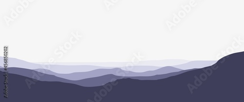 Mountain silhouette layers landscape vector illustration used for background, backdrop, desktop background, minimalist illustration, web banner. Mountain landscape vector illustration.