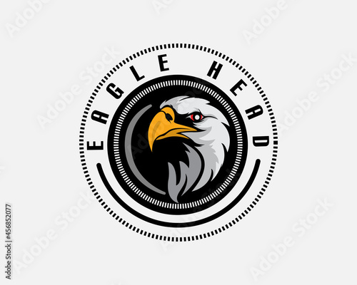 circle vintage head falcon eagle hawk elegant classic classy logo template illustration