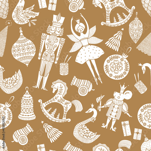 Christmas vector seamless Nutcracker pattern.  Seamless pattern can be used for wallpaper, pattern fills, web page background, surface textures.