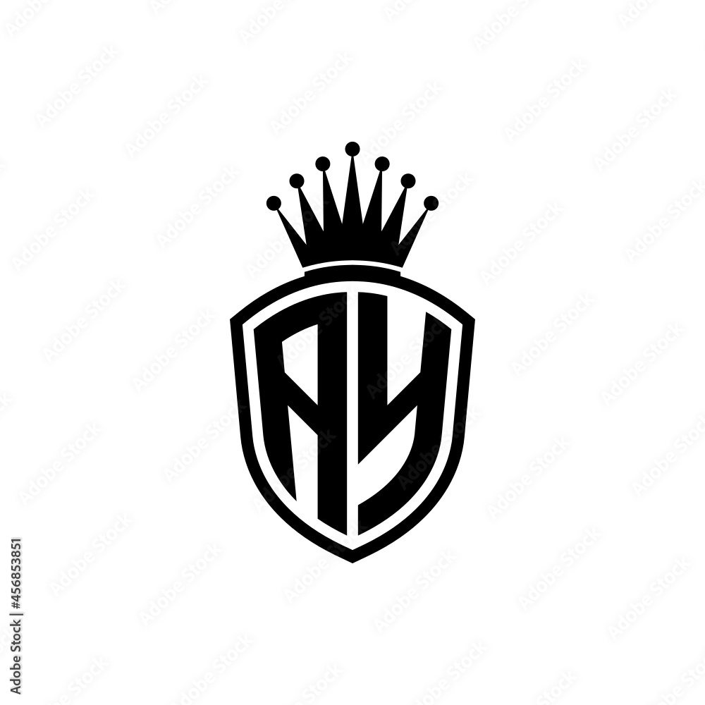 Monogram logo with shield and crown black simple AY Monogram logo with shield and crown black simple AY