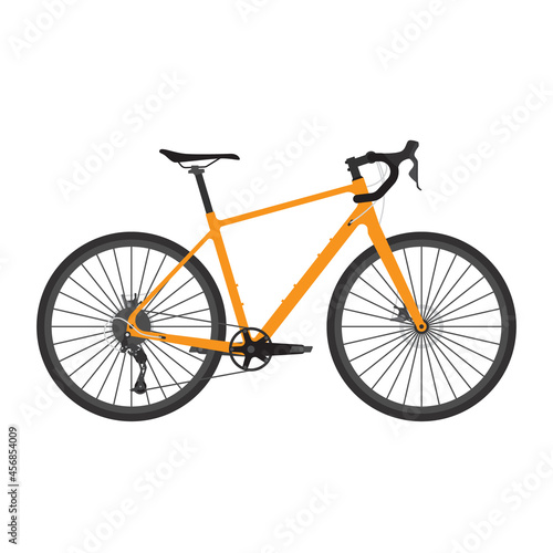 bicycle vector, gravel road bike illustration with orange color, isolated with white background