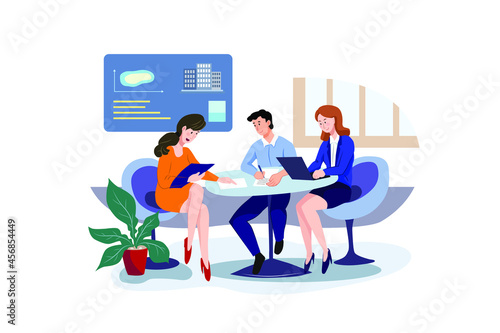 Client giving project plan briefing to worker