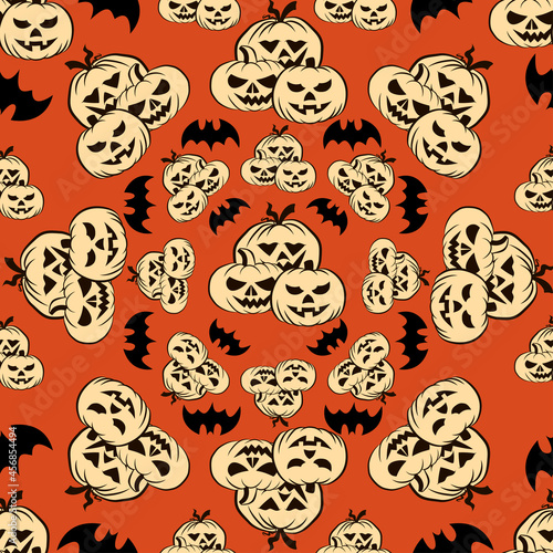 Halloween orange festive seamless pattern. Endless background.
