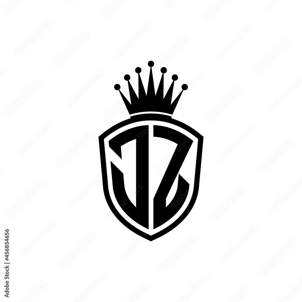 Monogram logo with shield and crown black simple JZ Monogram logo with shield and crown black simple JZ