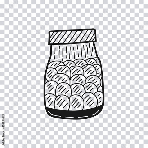 Hand drawn Paper Bag with Cookies isolated on transparent background. Vector illustration.