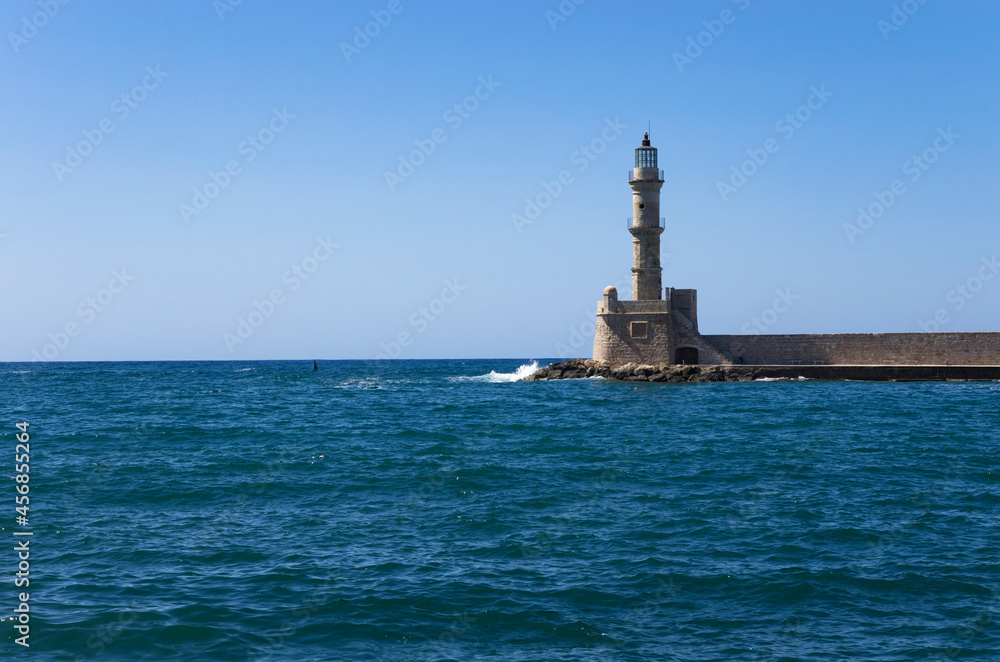 Lighthouse on the breakwater, seascape