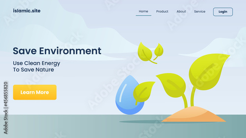 save environment use clean energy to save nature for website template landing homepage