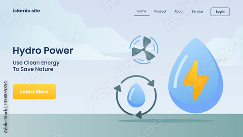 hydro power use clean energy to save nature for website template landing homepage flat isolated background