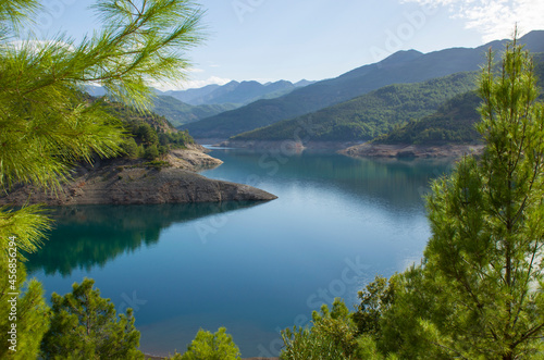 Beautiful nature in Turkey Lake Dim tea among mountains and trees