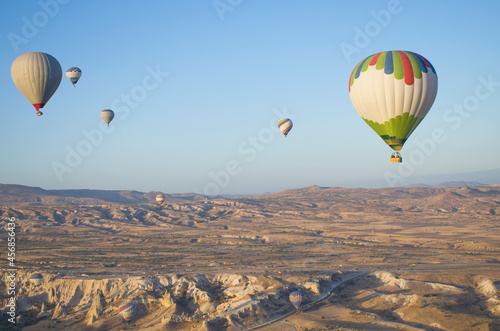 Balloon in the sky with people in Cappadocia