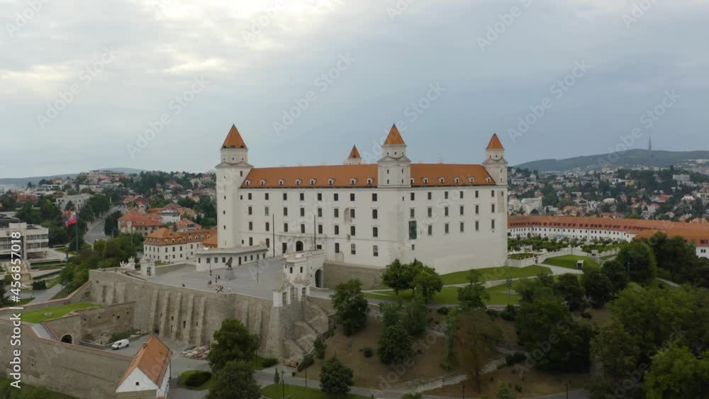 Aerial Establishing Shot, Bratislava Castle in Slovakia's Capital City. Medieval Aerial Establishing Shot, Bratislava Castle in Slovakia's Capital City. Medieval