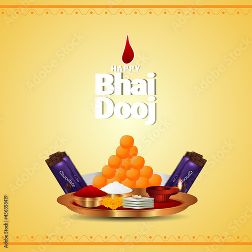 Indian festival happy bhai dooj the festival of brother and sister invitation greeting card