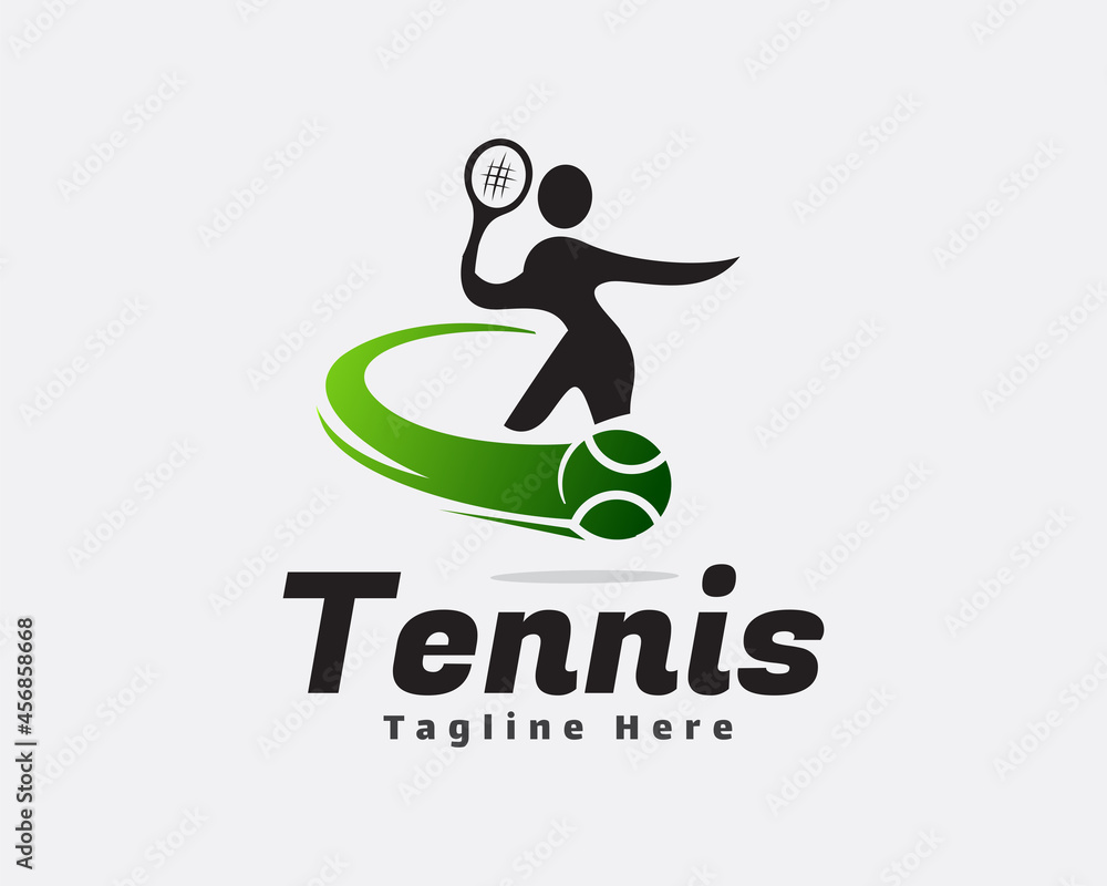 abstract tennis player shoot logo template illustration abstract tennis player shoot logo template illustration