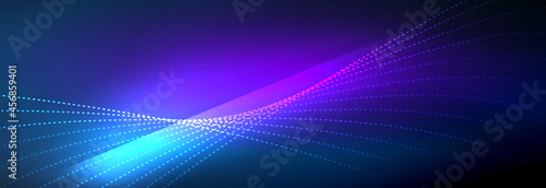 Neon shiny color background with light glowing wave line particles. Wallpaper background  design templates for business or technology presentations  internet posters or web brochure covers