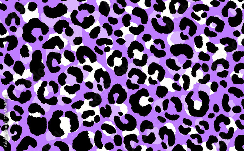 Abstract modern leopard seamless pattern. Animals trendy background. Purple and black decorative vector stock illustration for print, card, postcard, fabric, textile. Modern ornament of stylized skin