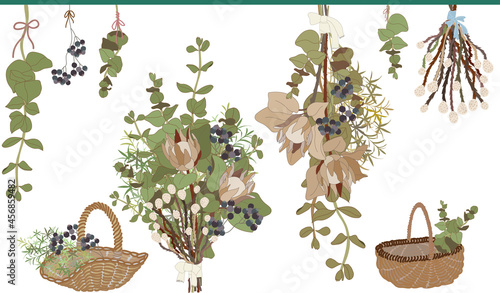 ドライフラワー・スワッグとかご