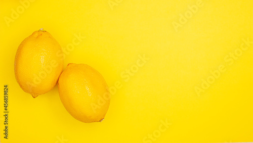 Minimal style. Yellow sunny lemon. Vitamin C. Creative minimal art