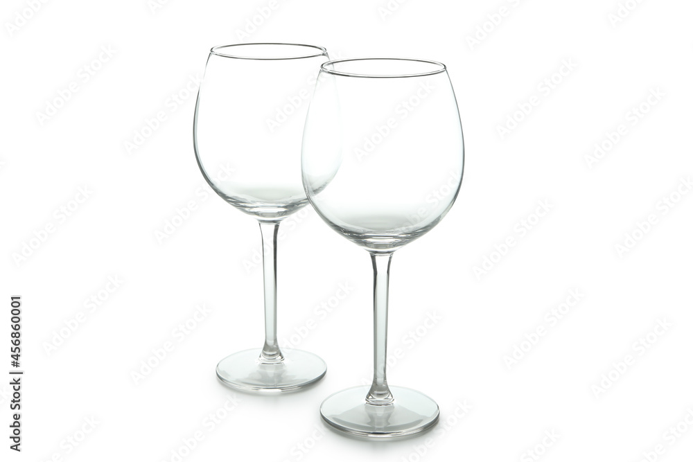 Empty wine glasses isolated on white background