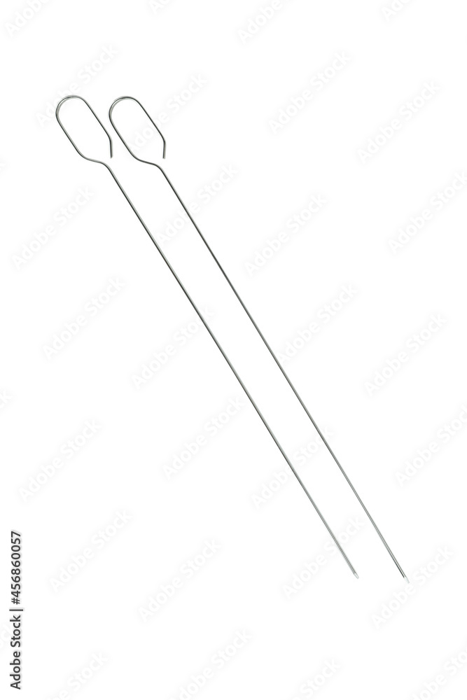 Metal skewers isolated on a white background Metal skewers isolated on a white background