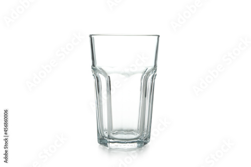 Single empty glass isolated on white background