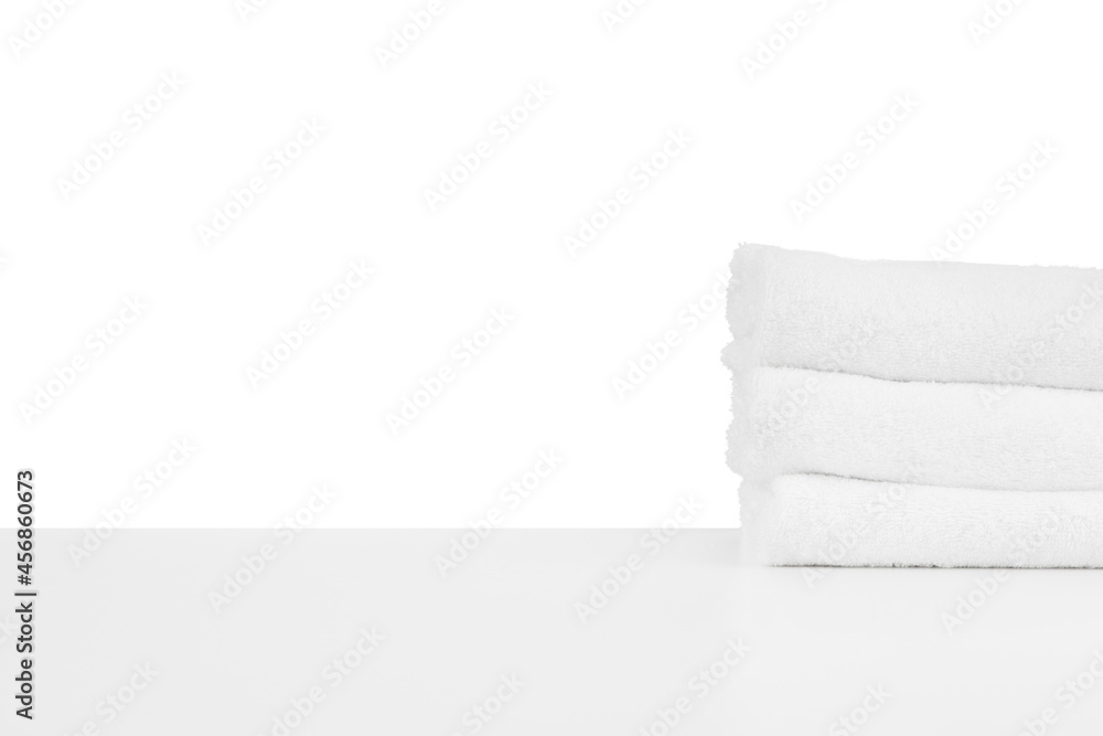 Set of soft spa towels isolated on white Set of soft spa towels isolated on white