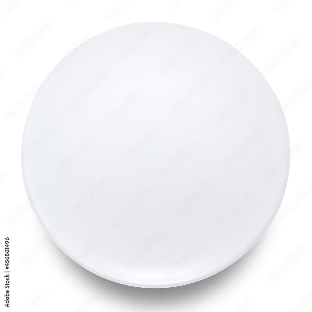 White circle ceramics plate isolated on white background.