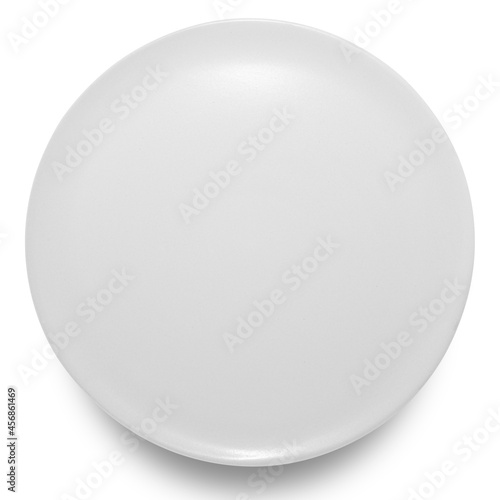 White circle ceramics plate isolated on white background.