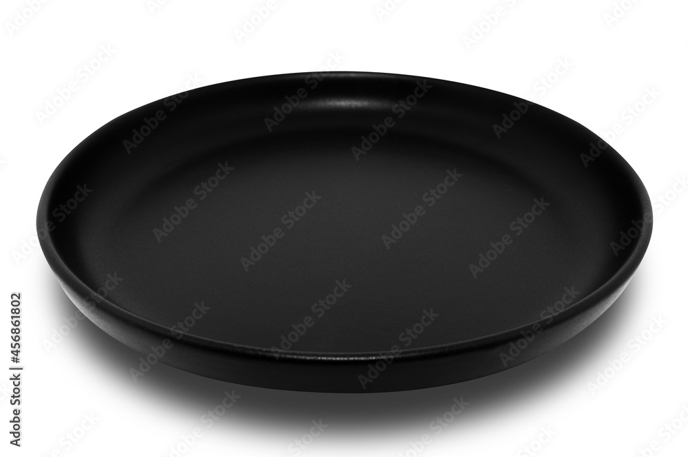 Black circle ceramics plate isolated on white background. Black circle ceramics plate isolated on white background.