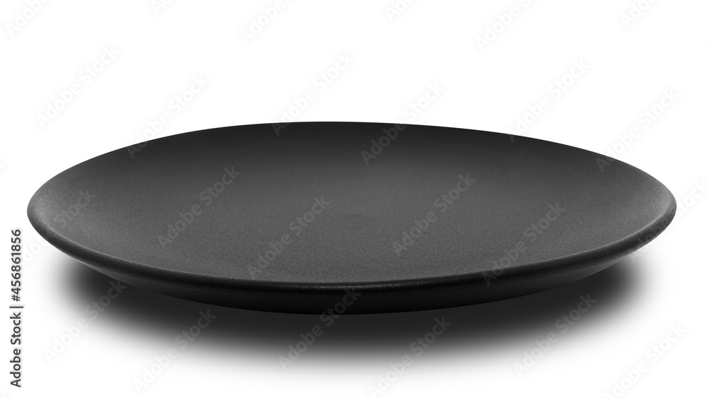 Black circle ceramics plate isolated on white background. Black circle ceramics plate isolated on white background.