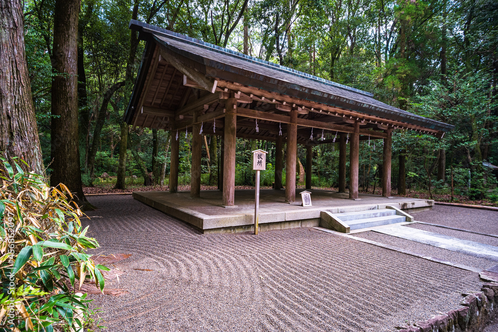 A gazebo inner the japanese shrine.