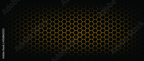 Abstract yellow, orange beehive raster background plate icon. Honeycomb bees hive cells pattern. Vector hexagon cell signs
