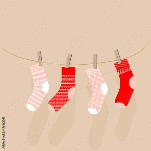 christmas socks hanging on a clothesline