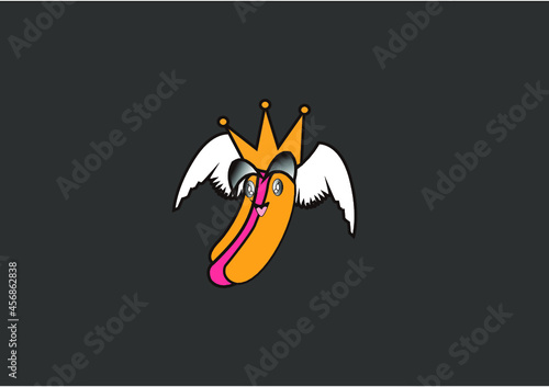 this logo is a hotdog logo with wings and a crown, this logo is suitable for those of you who are looking for a logo for logo sales.