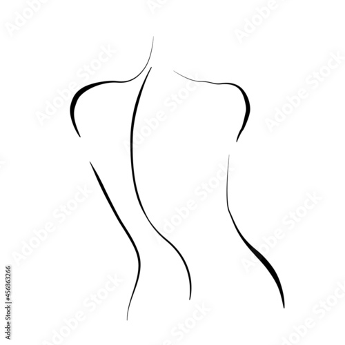 Woman Back One Line Drawing. Female Figure Creative Contemporary Abstract Line Drawing. Beauty Fashion Female Naked Body. Vector Minimalist Design for Wall Art, Print, Card, Poster.