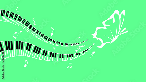 Photography Abstract Piano Keys With Notes And Butterfly Music Keyboard Instrument Doodle Ou