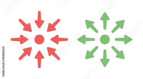 Arrows outward and arrow inward icon symbol vector illustration.