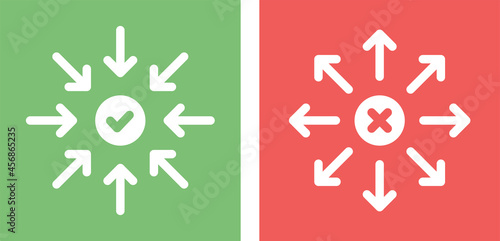 Inward and outward icon vector illustration.
