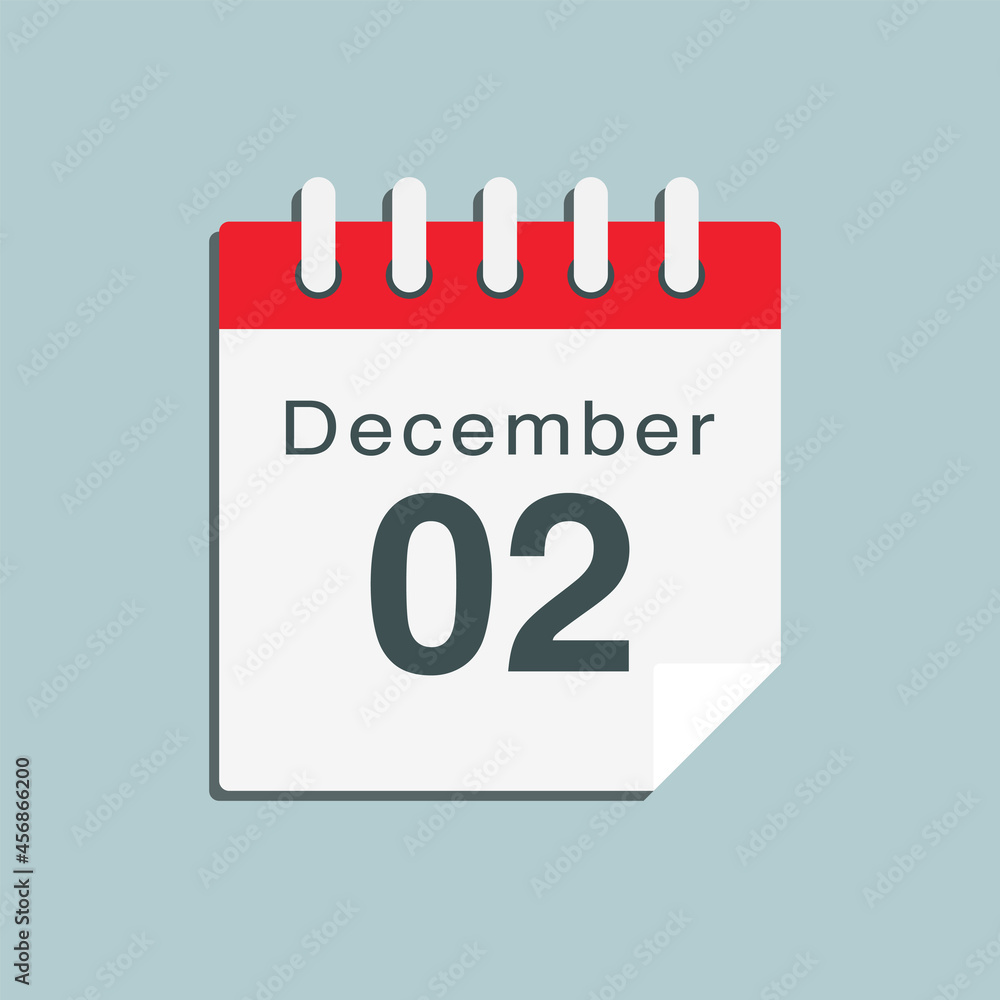 Icon day date 2 December, template calendar page Icon day date 2 December, template calendar page