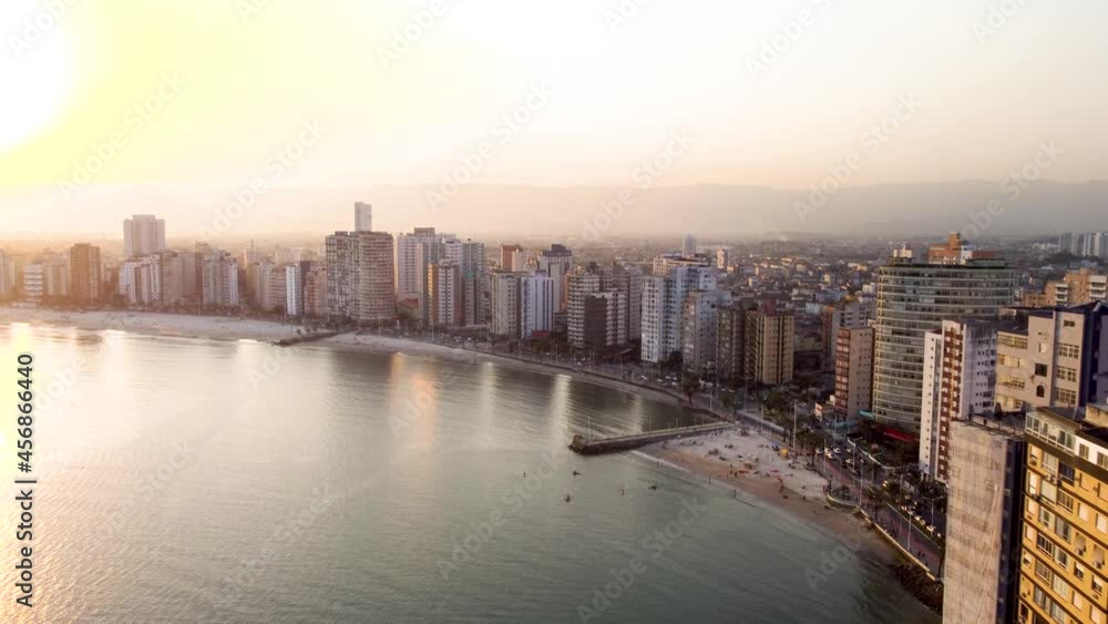 Epic sunset over Sao Vincente, Brazil. Beach and Skyline. Epic sunset over Sao Vincente, Brazil. Beach and Skyline.