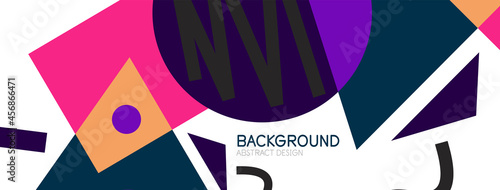 Abstract background. Blocks, lines, triangles, circles composition. Techno or business concept for wallpaper, banner, background, landing page