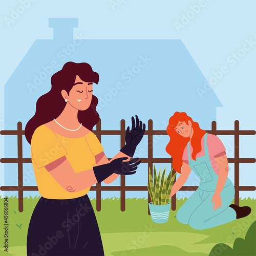 women with plant