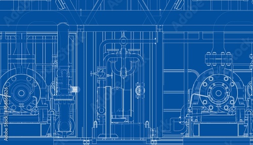 Pump station. Vector