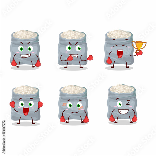 A sporty white beans boxing athlete cartoon mascot design