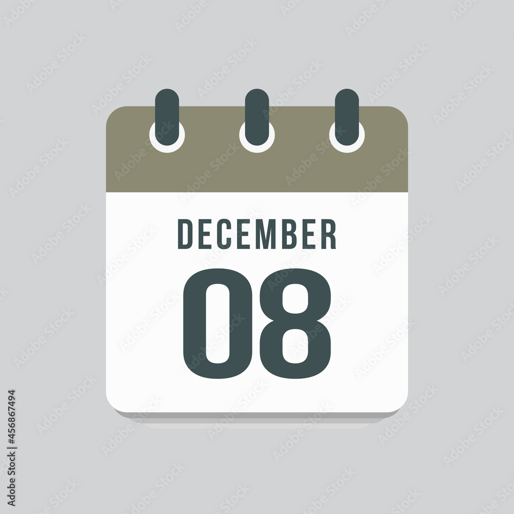 Icon day date 8 December, template calendar page Icon day date 8 December, template calendar page