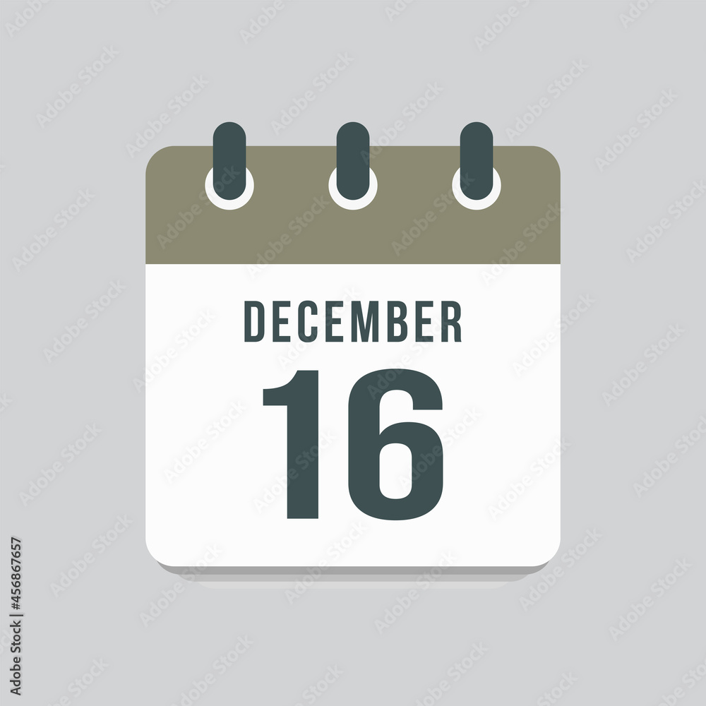 Icon day date 16 December, template calendar page Icon day date 16 December, template calendar page