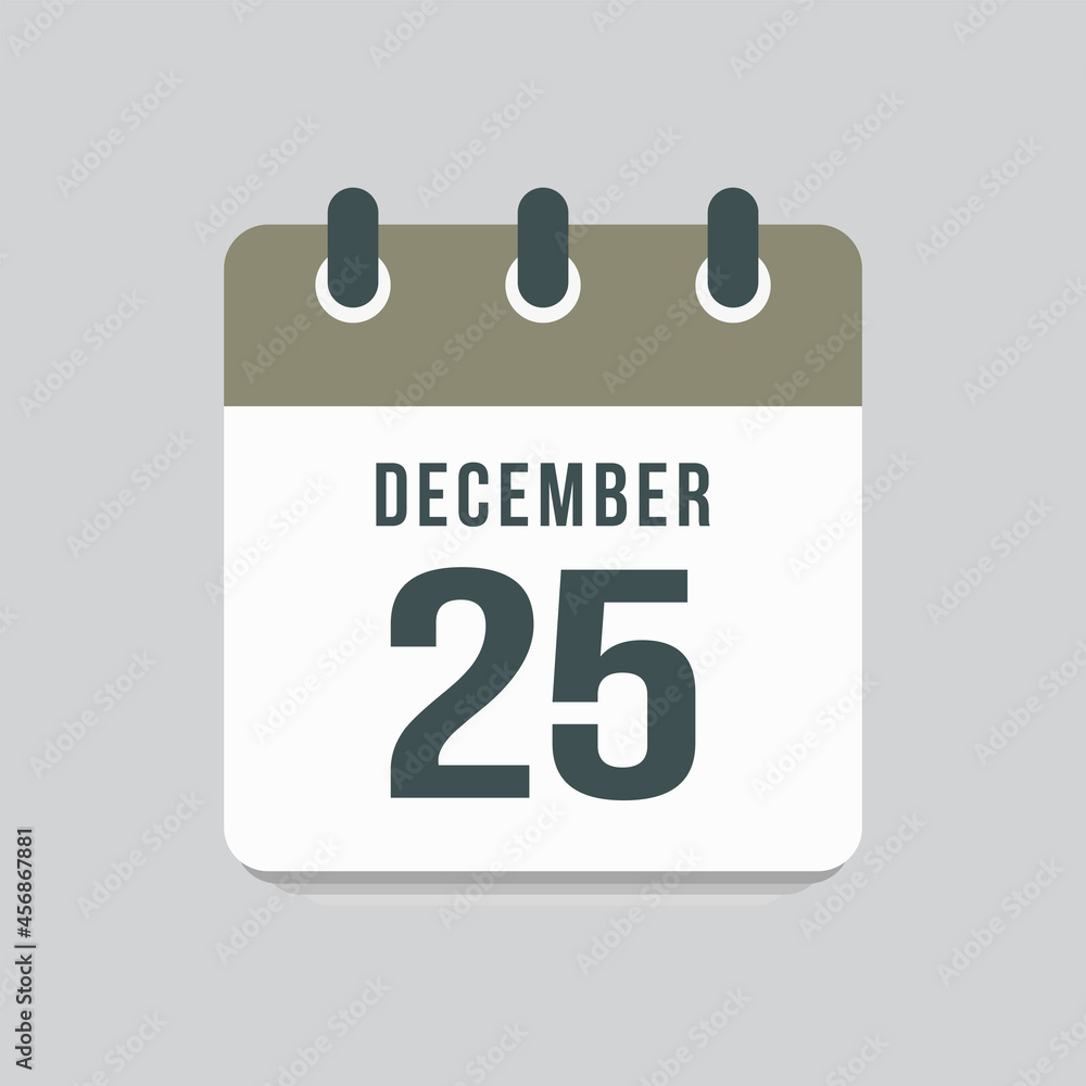 Icon day date 25 December, template calendar page Icon day date 25 December, template calendar page