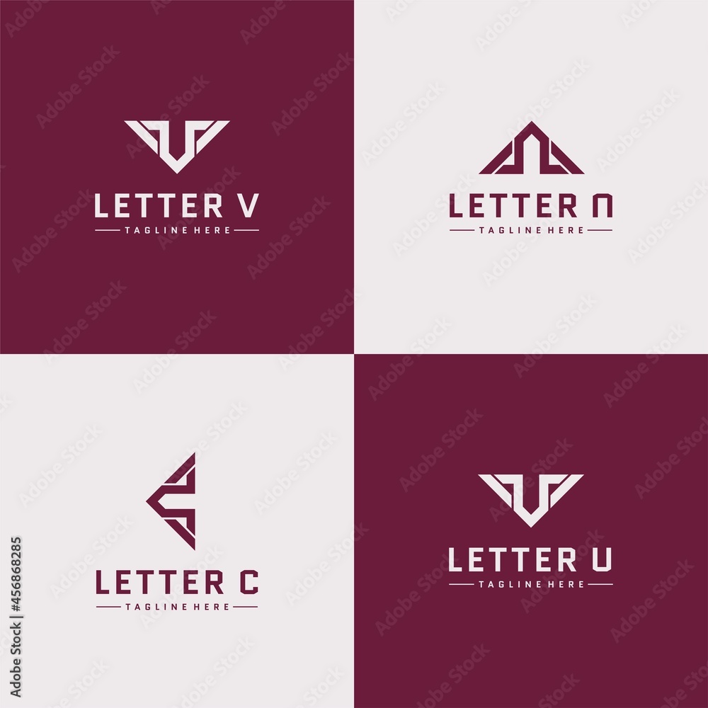 Letter V, Letter N, Letter C, Letter U Logo Vector Design. Suitable for Technology Companies, Construction and Architecture Letter V, Letter N, Letter C, Letter U Logo Vector Design. Suitable for Technology Companies, Construction and Architecture