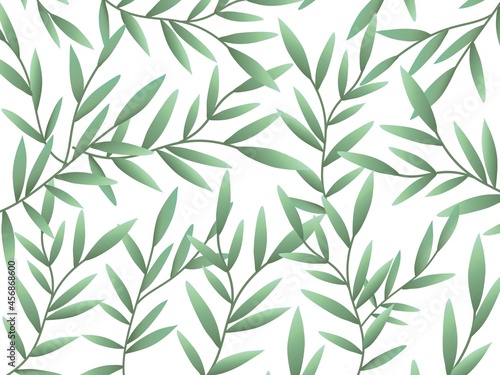 Green leaf vector pattern. Green plant vector stylish pattern on white background. 